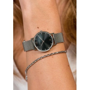 ZINZI HORLOGE "LADY" ZWARTE WIJZERPLAAT, MILANESE BAND EN DATUM 50M - 80039 - ZIW629M